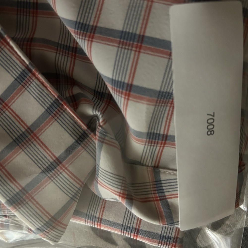 Mizzen Main Shirt Mens Large White Blue Plaid Button Up Trim Leeward performance - Picture 8 of 10